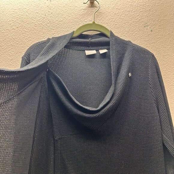 Chico’s Zenergy Black Waffle Knit Cowl Neck Pullover Sweater Top SZ 0 / Small - Picture 5 of 6